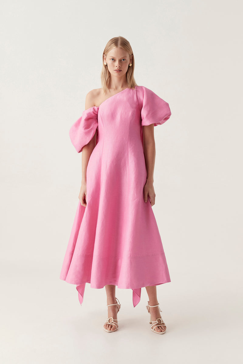 Arista Tulip Sleeve Midi Dress, Cerise Pink