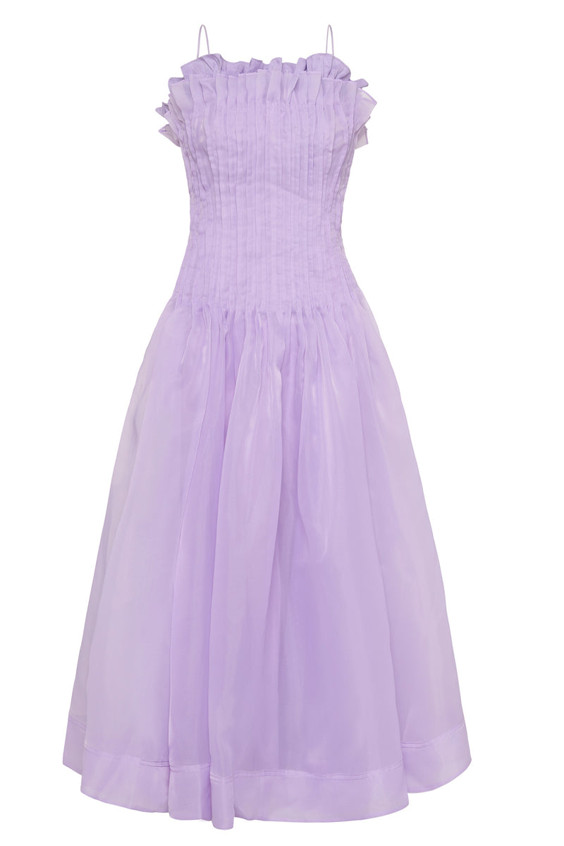 Horizon Pintucked Midi Dress, Lilac