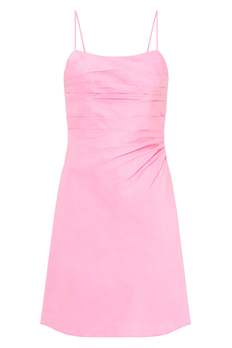 Clarice Draped Mini Slip Dress, Bon Bon Pink