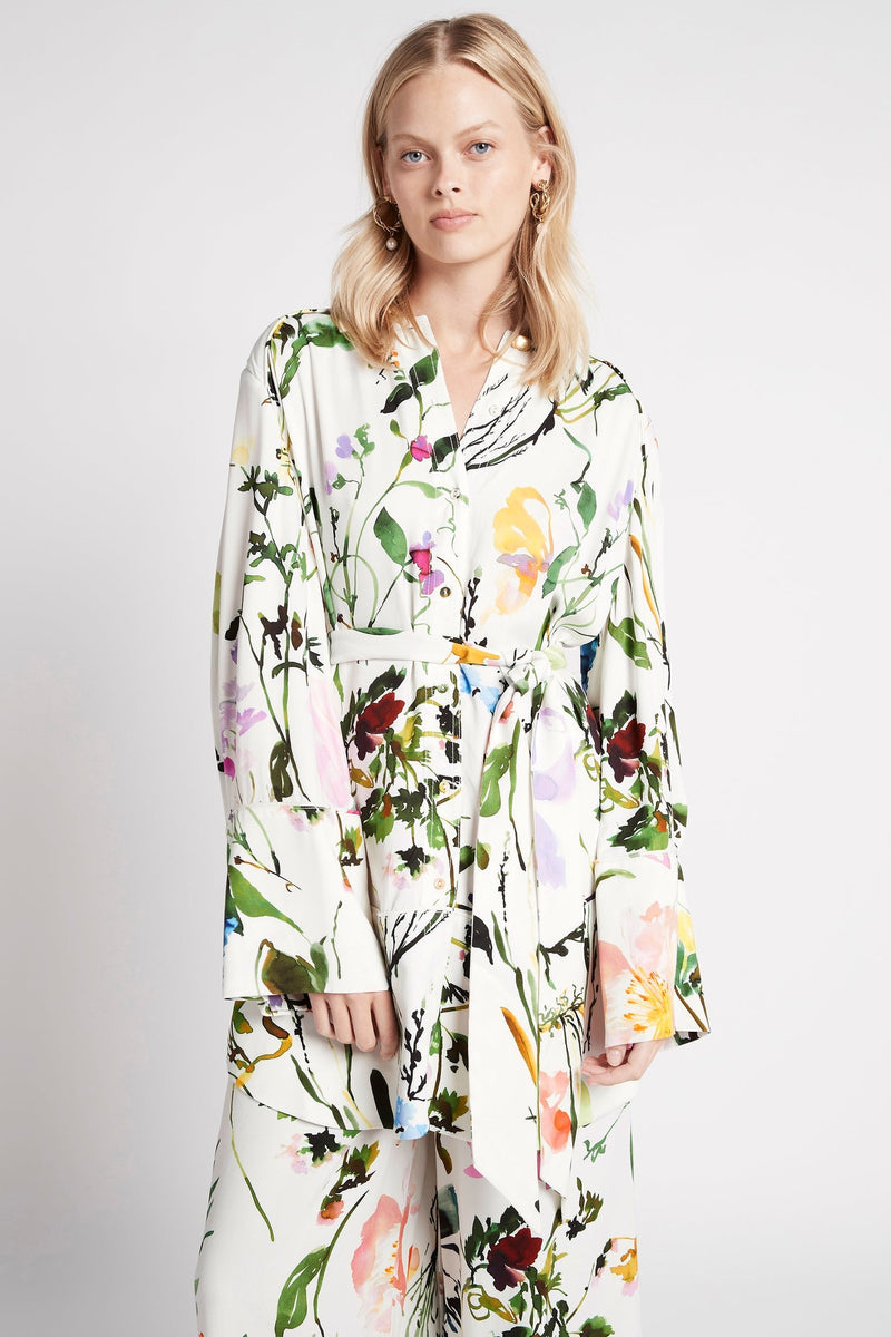 Zara Floral Printed Shirt With Kimono Sleeves With Hat and