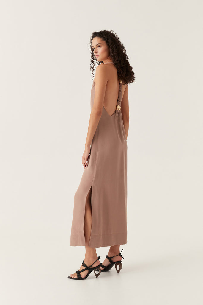 Intrigue Twist Back Midi Dress