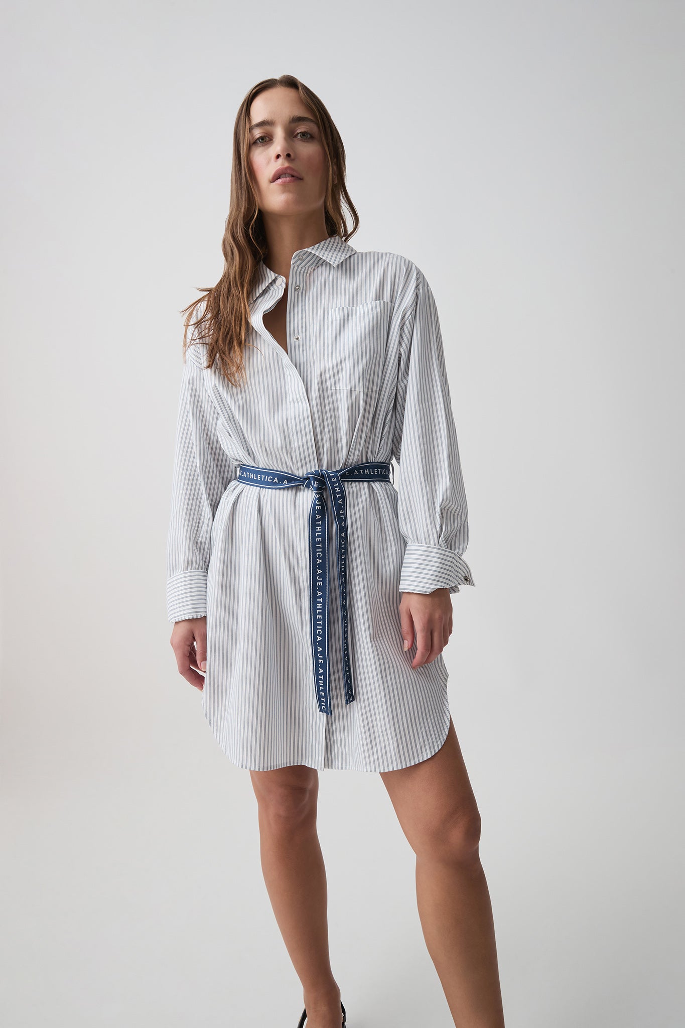 Belted Logo Shirt Dress 824