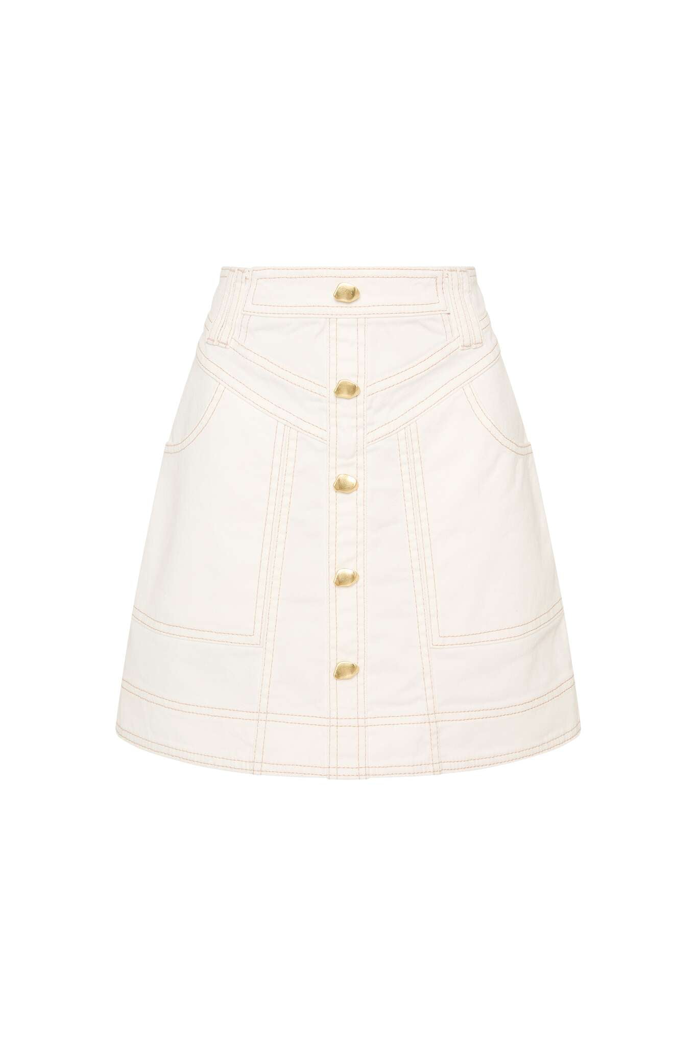 White denim hot sale mini skirt