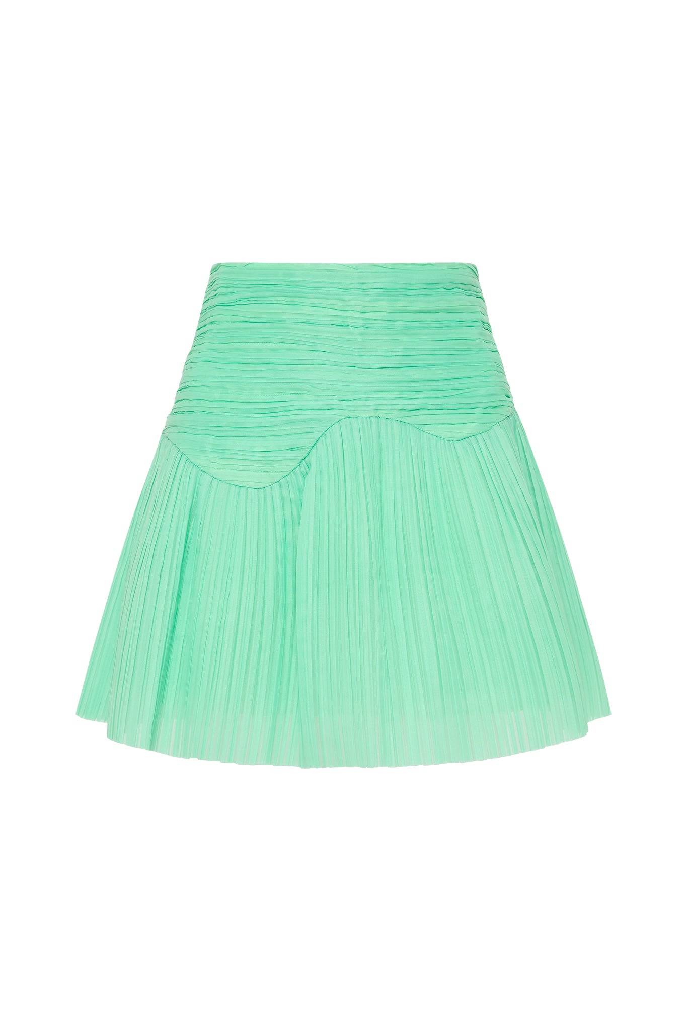 Neon green pleated outlet mini skirt