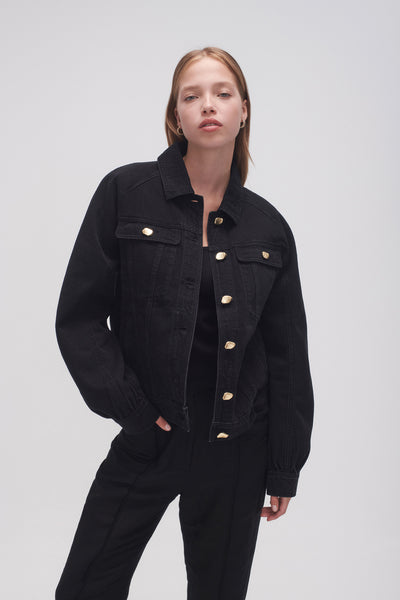 New look black deals cropped denim jacket