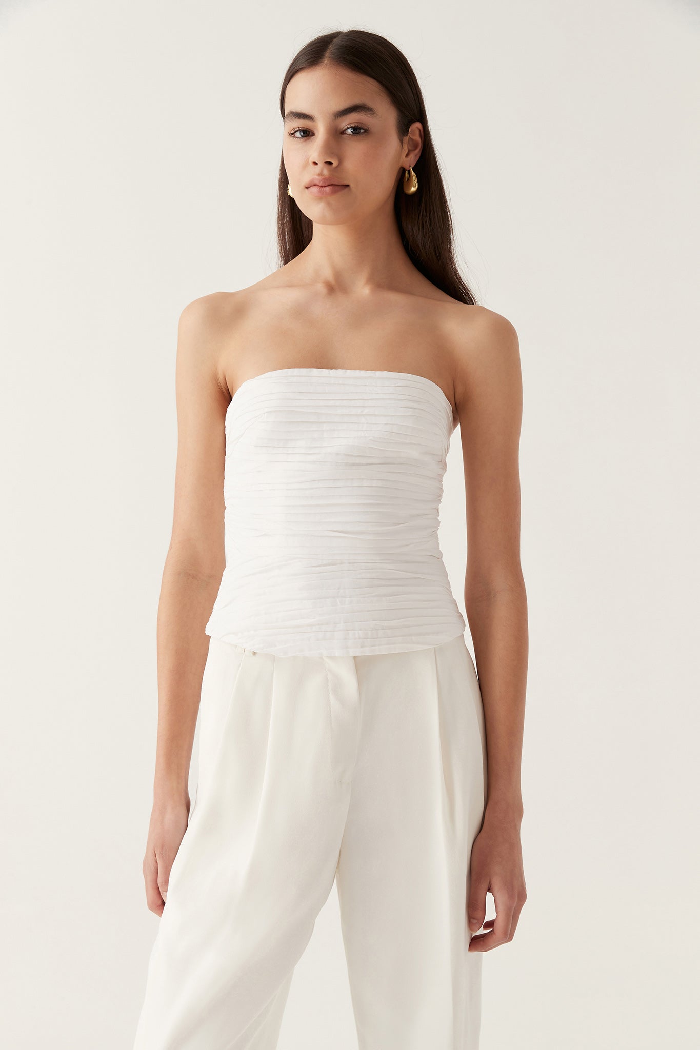 Sunbeam Ruched Bustier, Ivory