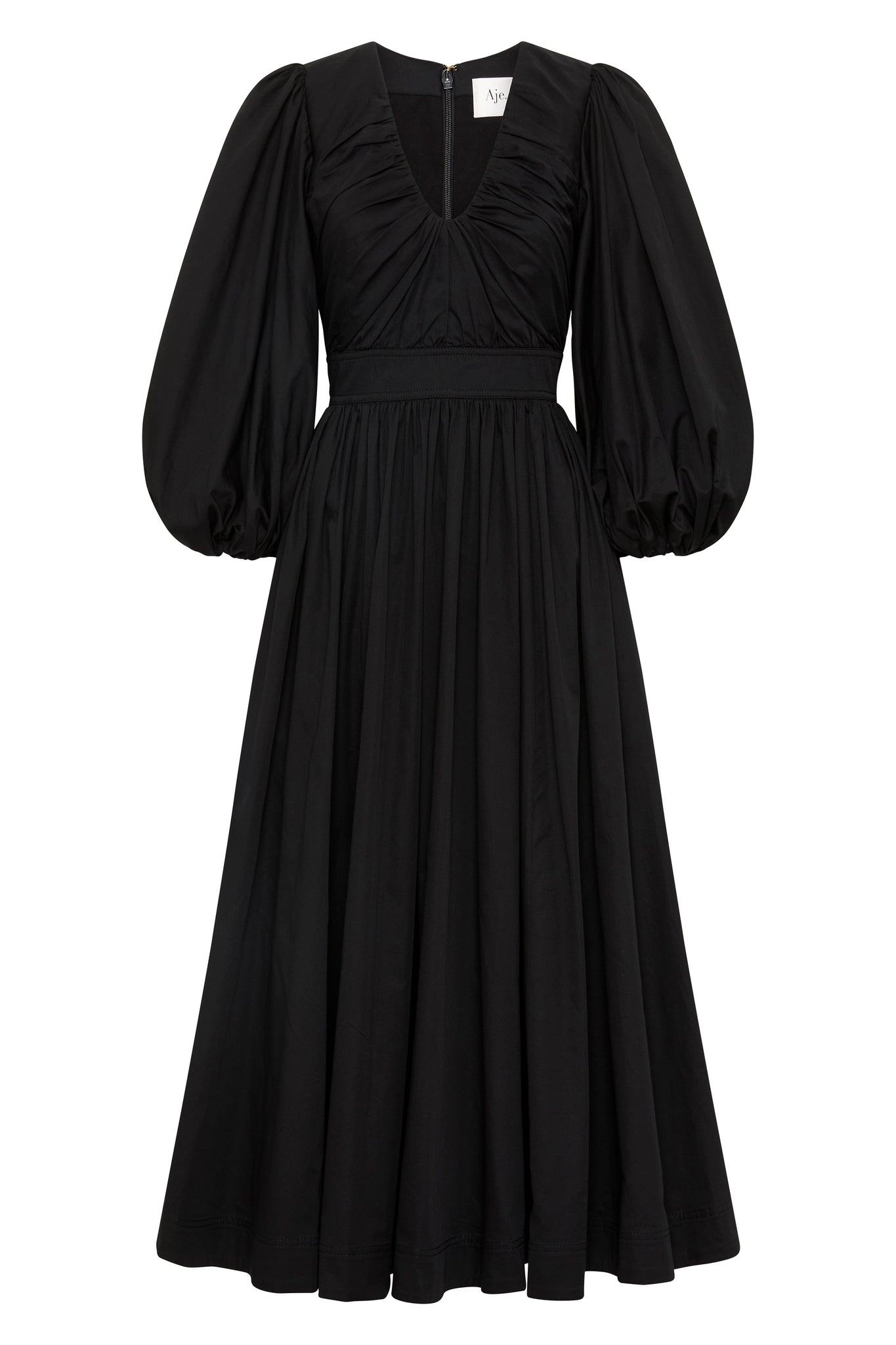 Audrey Waisted Midi Dress, Black