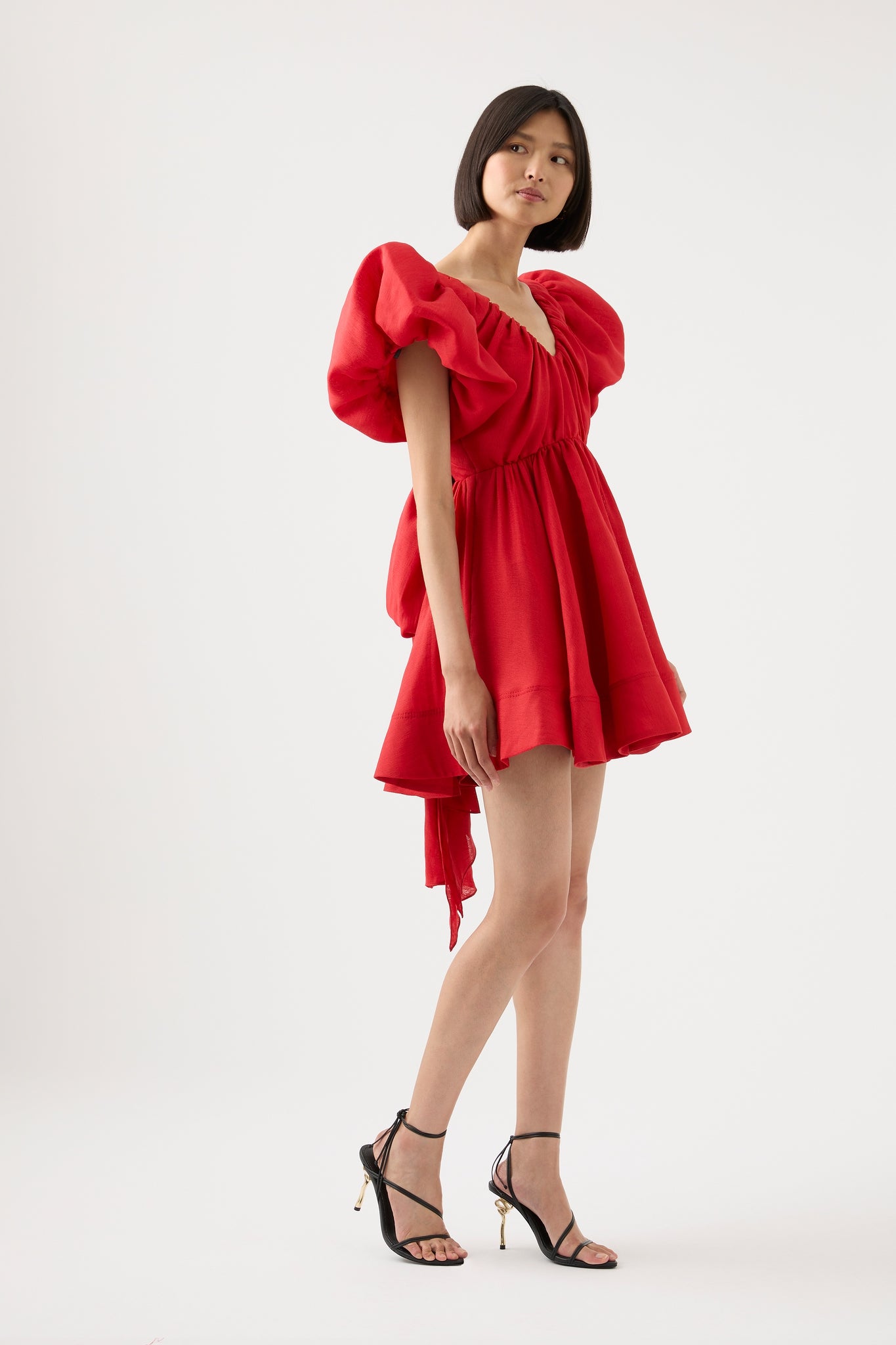 Red bow cheap back dress