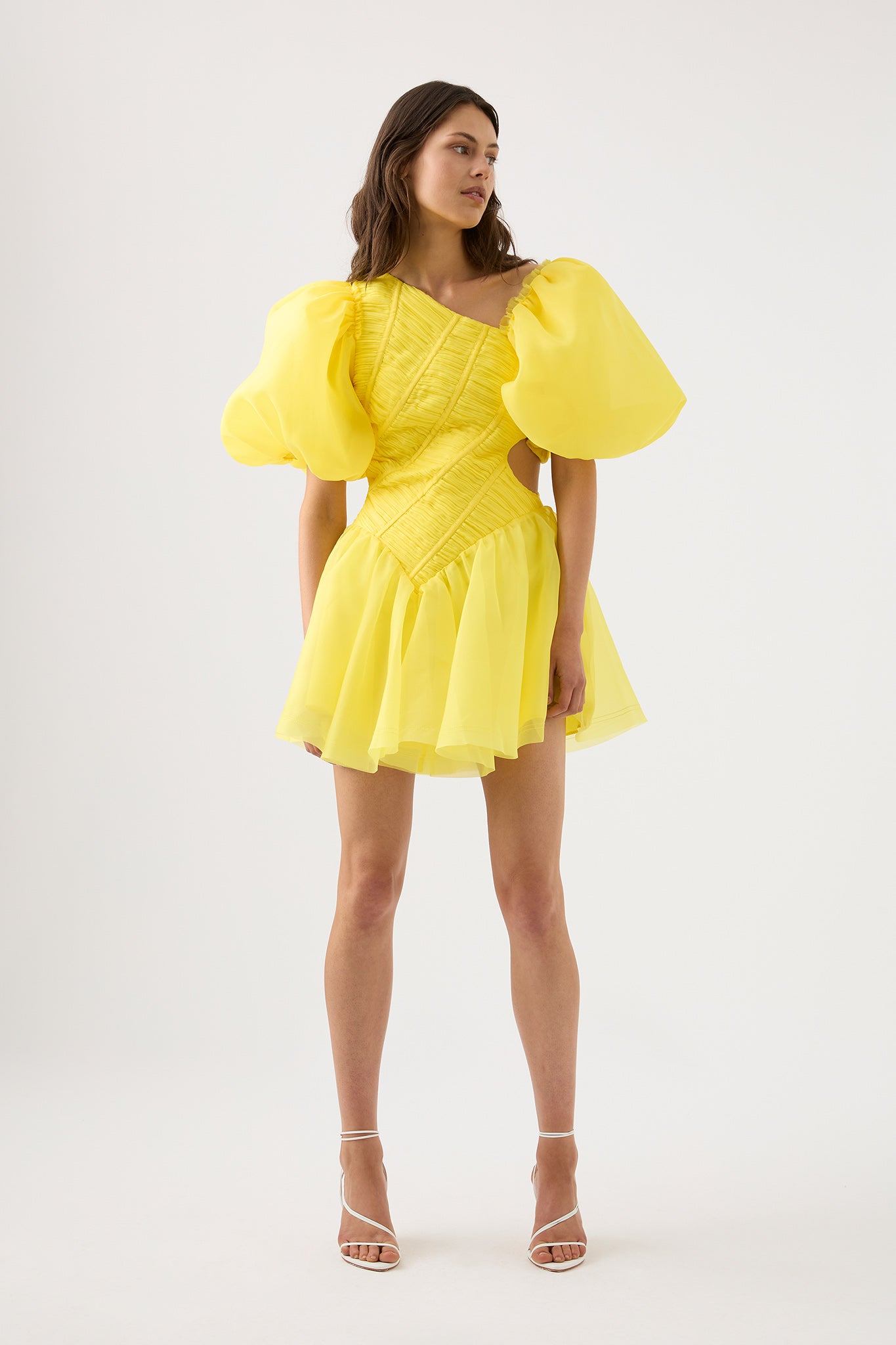 Dawn Ruched Mini Dress, Sunflower Yellow