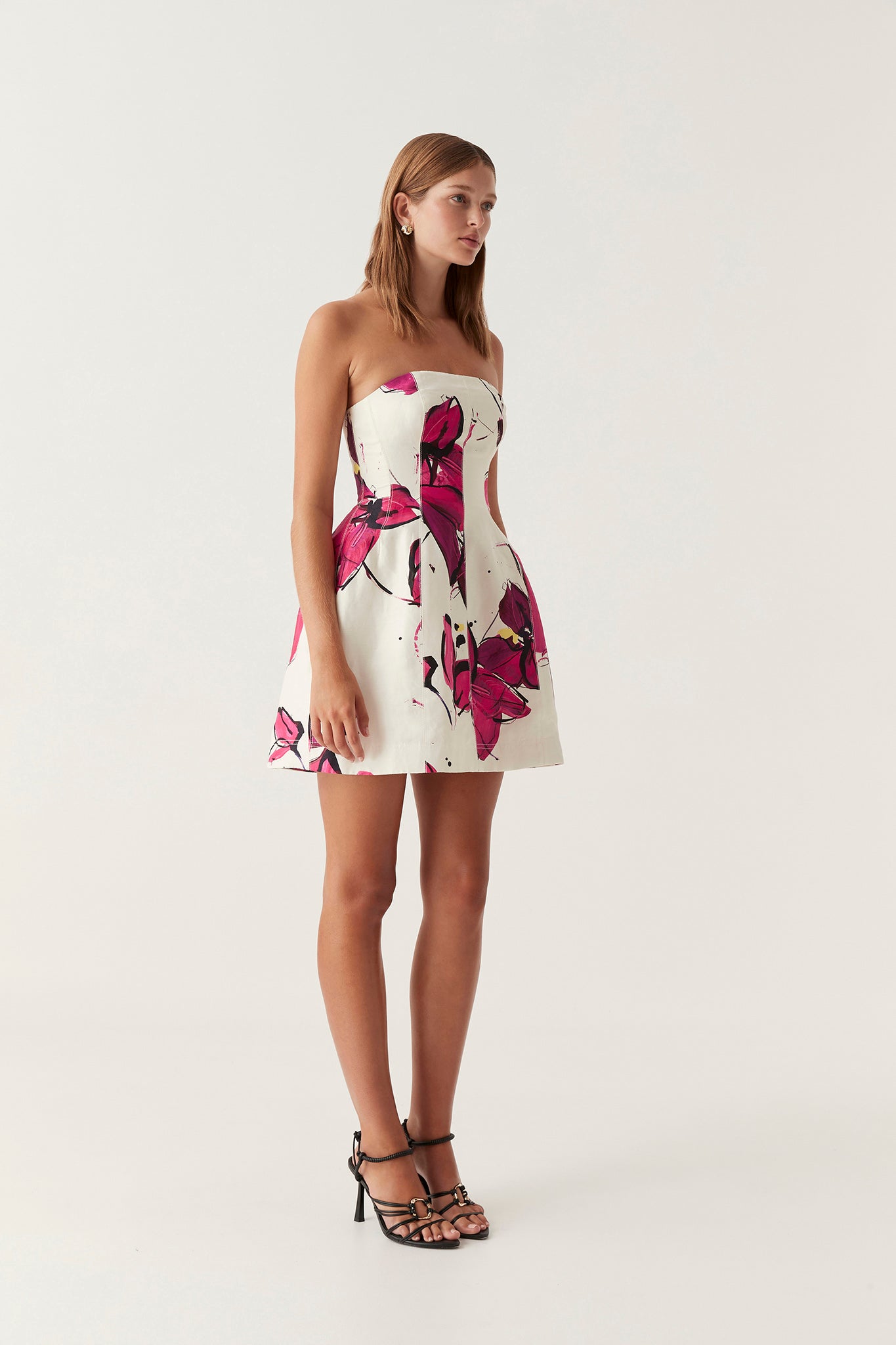 Baret Strapless Mini Dress, Falling Florals