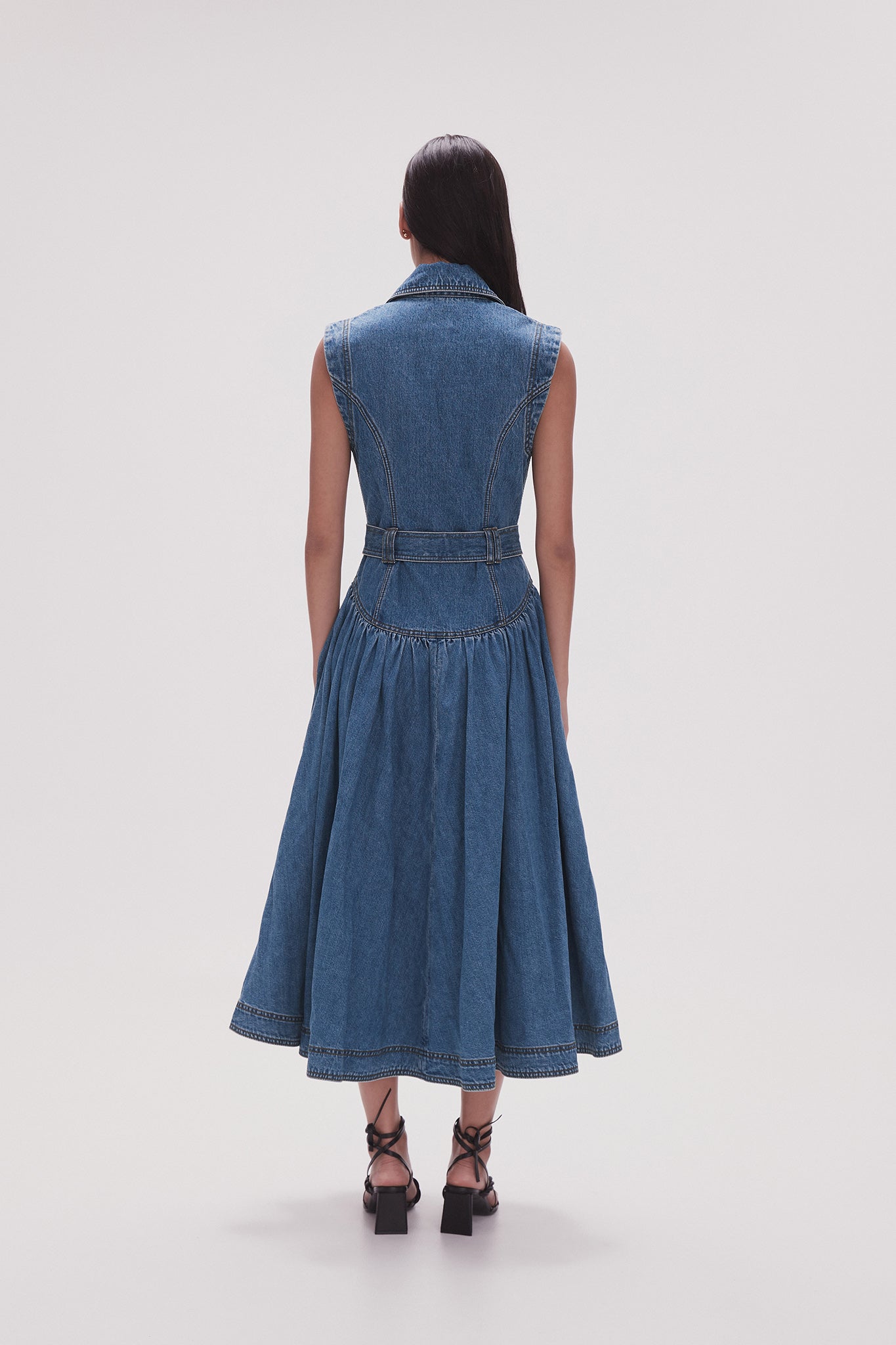 Womens Denim Dress Sleeveless Pinafore Dresses Size 8 10 12 14 16 Blue