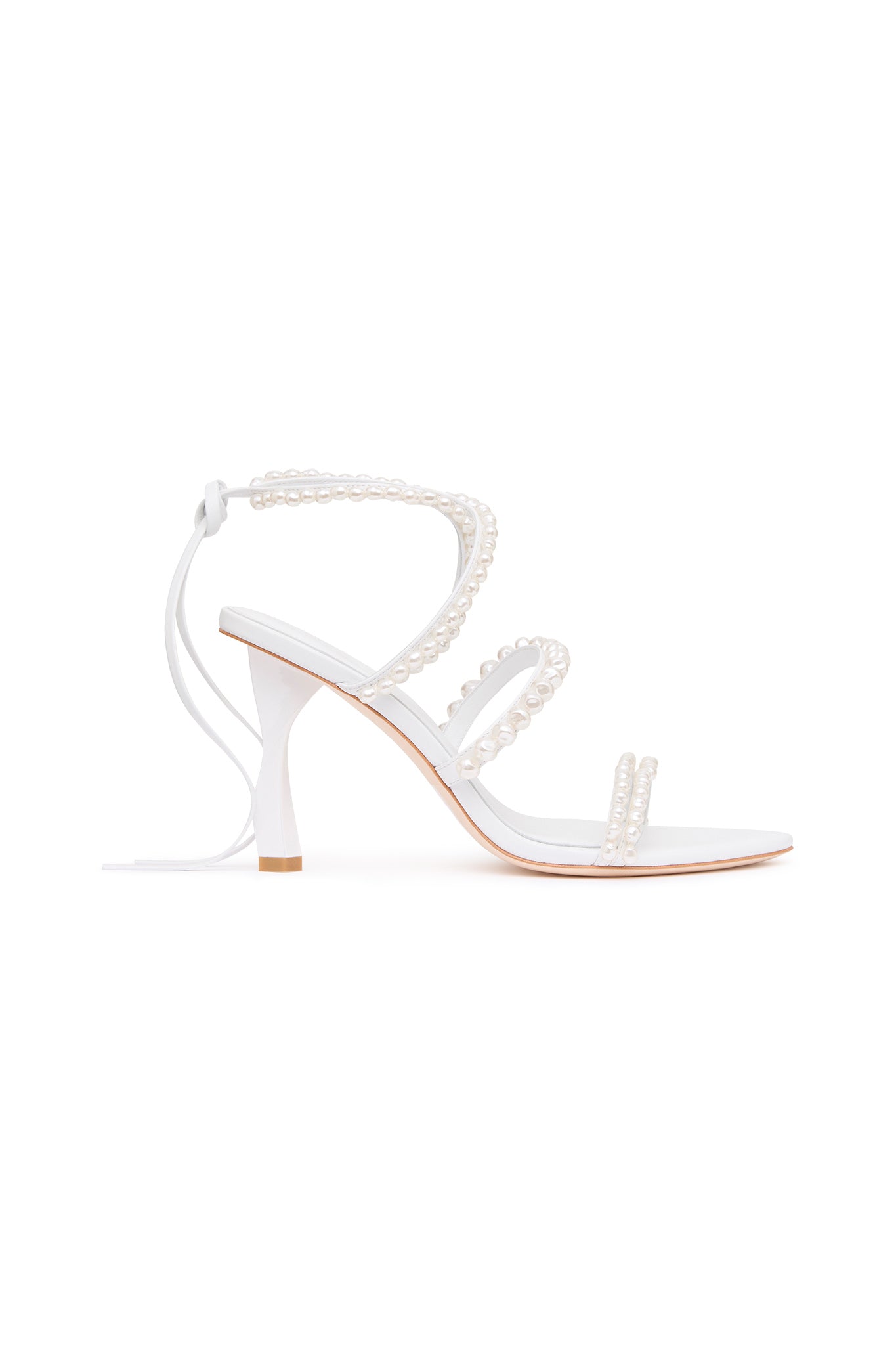 Buy White Embellished Pearl Strap Block Heels by Tiesta Online at Aza  Fashions.