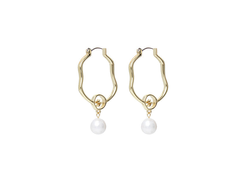 Fleur Pearl Drop Hoop Earring